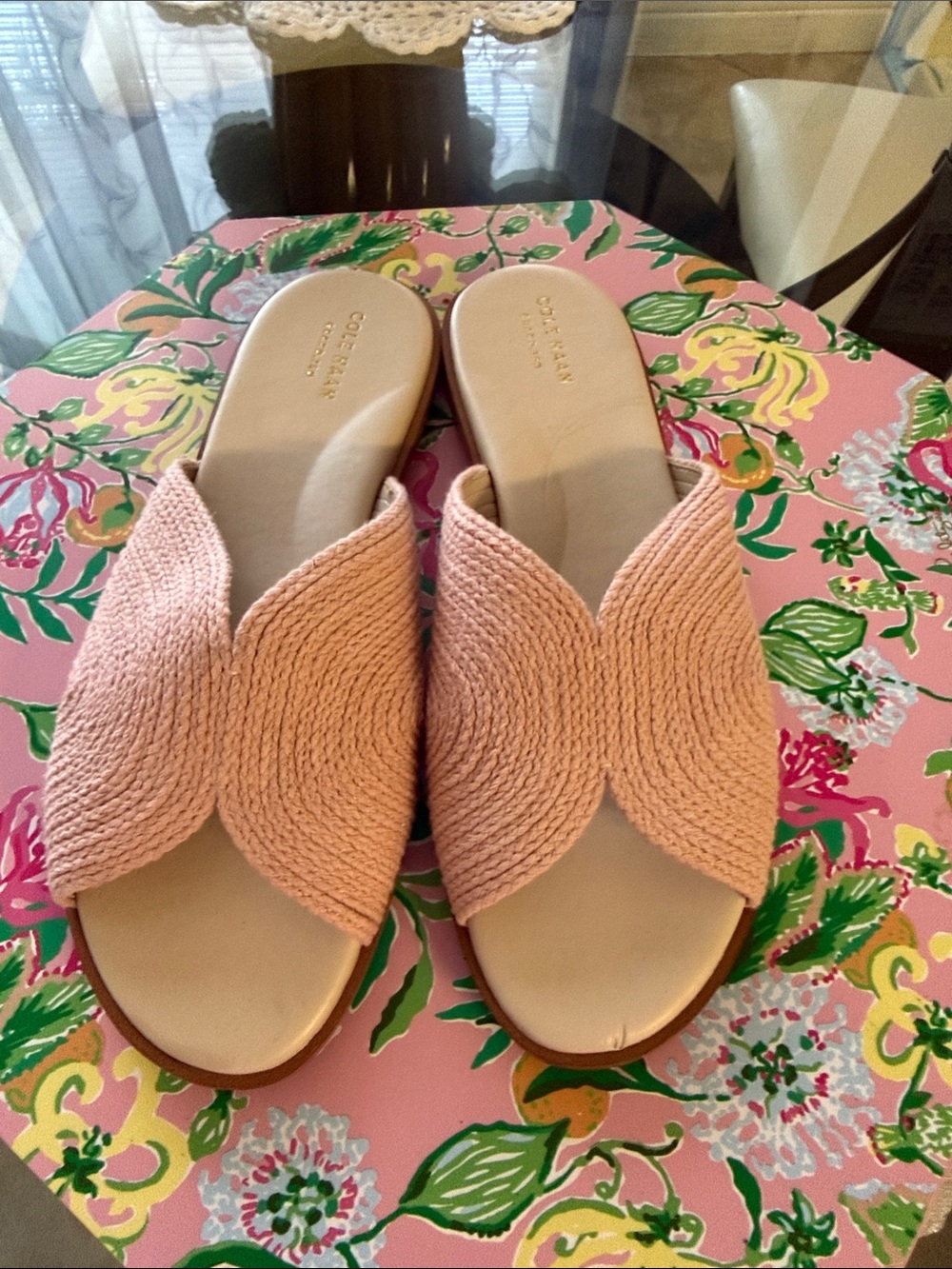 Cole Haan Blush Pink Woven Slide Mules